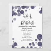 Invitation Marine Blue Polka Dot Bubles OH Baby shower (Devant)