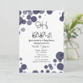 Invitation Marine Blue Polka Dot Bubles OH Baby shower (Debout devant)