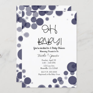 Invitation Marine Blue Polka Dot Bubles OH Baby shower