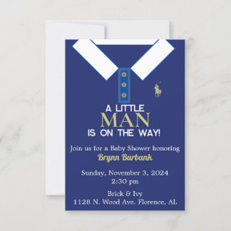 Invitation Marine Blue Polo Chemise Logo Baby shower Invitati