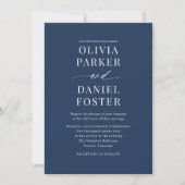 Invitation Marine Blue QR Code Élégant Mariage photo (Devant)