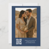Invitation Marine Blue QR Code Élégant Mariage photo (Dos)