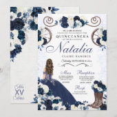 Invitation Marine Blue Ranchero Princesse Robe Quinceanera (Devant / Derrière)