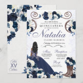 Invitation Marine Blue Ranchero Princesse Robe Quinceanera (Devant / Derrière)