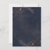 Invitation Marine Blue & Rose Gold Foil Floral Rustique Maria (Dos)