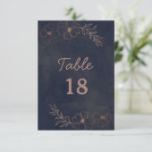 Invitation Marine Blue & Rose Gold Foil Mariage Numéros de ta (Debout devant)