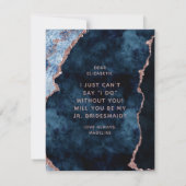 Invitation Marine Blue Rose Gold Serez-Vous Mon Jr Bridesmaid (Dos)