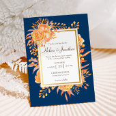 Invitation Marine Blue Rust Orange Rustique Elégant Mariage