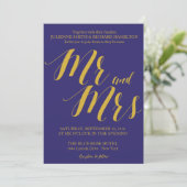 Invitation Marine Blue Rustic Chic M. et Mme Mariage (Debout devant)