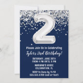 Invitation Marine Blue Silver 2e fête d'anniversaire (Devant)