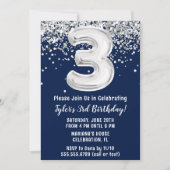 Invitation Marine Blue Silver 3e anniversaire de fête Invitat (Devant)