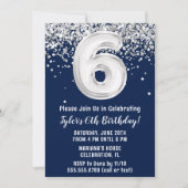 Invitation Marine Blue Silver 6e fête d'anniversaire (Devant)