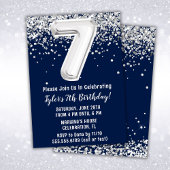 Invitation Marine Blue Silver 7e fête d'anniversaire
