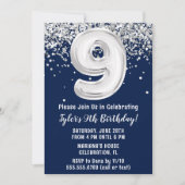 Invitation Marine Blue Silver 9e fête d'anniversaire (Devant)