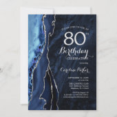 Invitation Marine Blue Silver Agate 80e anniversaire (Devant)