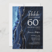 Invitation Marine Blue Silver Agate Surprise 60e anniversaire (Devant)