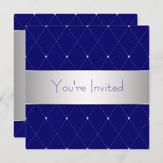 Invitation Marine Blue Silver Blue Corporate Party (Devant / Derrière)