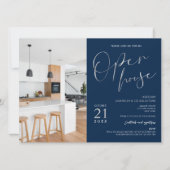 Invitation Marine Blue & Silver Business Open House One Photo (Devant)