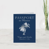 Invitation Marine Blue Silver Cancun Mexique Mariage Passepor (Devant)
