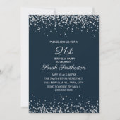 Invitation Marine Blue Silver Diamond Parties scintillant 21e (Devant)