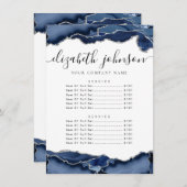 Invitation Marine Blue Silver Grey Agate Entreprise Prix entr (Devant / Derrière)