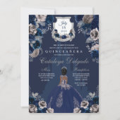 Invitation Marine Blue & Silver Princess Castle Quinceañera (Devant)