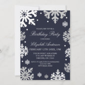 Invitation Marine Blue Snowflakes hiver Anniversaire (Devant)