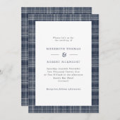 Invitation Marine Blue Tartan Scottish Winter Wedding (Devant / Derrière)