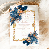 Invitation Marine Blue Terracotta Classique Mariage élégant