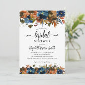 Invitation Marine Blue Terracotta Floral Automne Fête des mar (Debout devant)