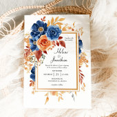 Invitation Marine Blue Terracotta Rust Garden Mariage élégant
