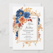 Invitation Marine Blue Terracotta Rust Garden Mariage élégant (Devant)