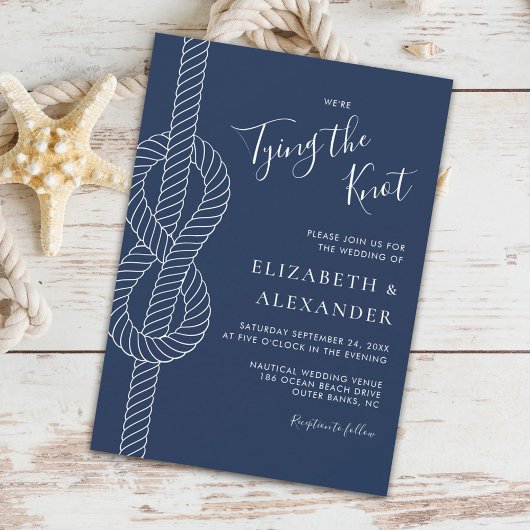 Invitation Marine Blue Tying Le noeud Mariage nautique