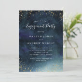 Invitation Marine Blue Watercolor Gold Parties scintillant (Debout devant)