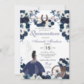 Invitation Marine Blue Western Charra Bottes florales Quincea (Devant)