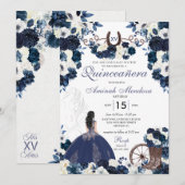 Invitation Marine Blue Western Charra Bottes florales Quincea (Devant / Derrière)