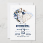 Invitation Marine Blue Western Quinceañera - 15e anniversaire (Devant)