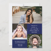 Invitation Marine Blue White Calligraphie Photo Graduation (Dos)