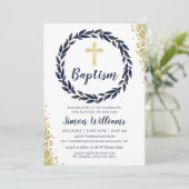Invitation Marine Blue Wreath Gold Parties scintillant Garçon (Debout devant)