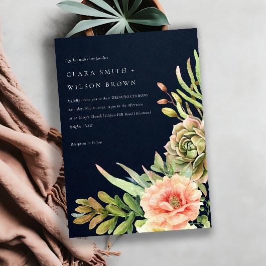 INVITATION MARINE BLUSH DÉSERT SUCCULENT CACTI FOLIAGE MARIAG