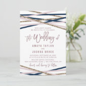 Invitation Marine Blush et Gold Streamers Le Mariage de (Debout devant)