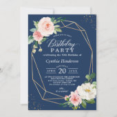 Invitation Marine Blush Floral Adulte fête d'anniversaire (Devant)