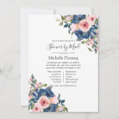Invitation Marine & Blush Floral Bride ou Baby shower par cou (Devant)