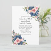 Invitation Marine & Blush Floral Bride ou Baby shower par cou (Debout devant)