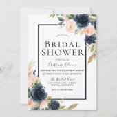 Invitation Marine & Blush Floral Elegance Fête des mariées (Devant)