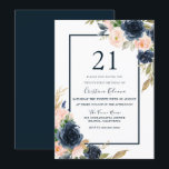 Invitation Marine & Blush Floral Élégant 21ème anniversaire f<br><div class="desc">Navy & Blush Floral Élégant 21e anniversaire Invitation Voir la collection correspondante à Niche et magasin de nids</div>