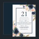 Invitation Marine & Blush Floral Élégant 21ème anniversaire f<br><div class="desc">Navy & Blush Floral Élégant 21e anniversaire Invitation Voir la collection correspondante à Niche et magasin de nids</div>
