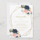 Invitation Marine Blush Floral Or Géométrique Baby Sprinky (Devant)