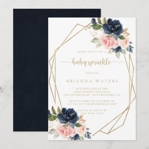 Invitation Marine Blush Floral Or Géométrique Baby Sprinky