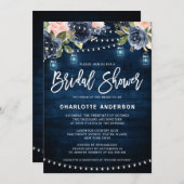 Invitation Marine Blush Floral String Fête des mariées (Devant / Derrière)